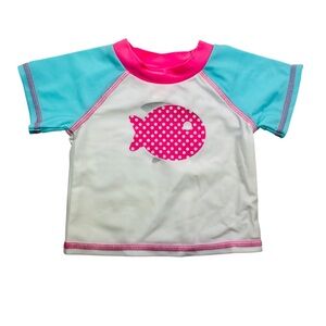 NWOT Giggle Baby Kids Swim Shirt with Fish Design - Pink and Blue Size 12-18M